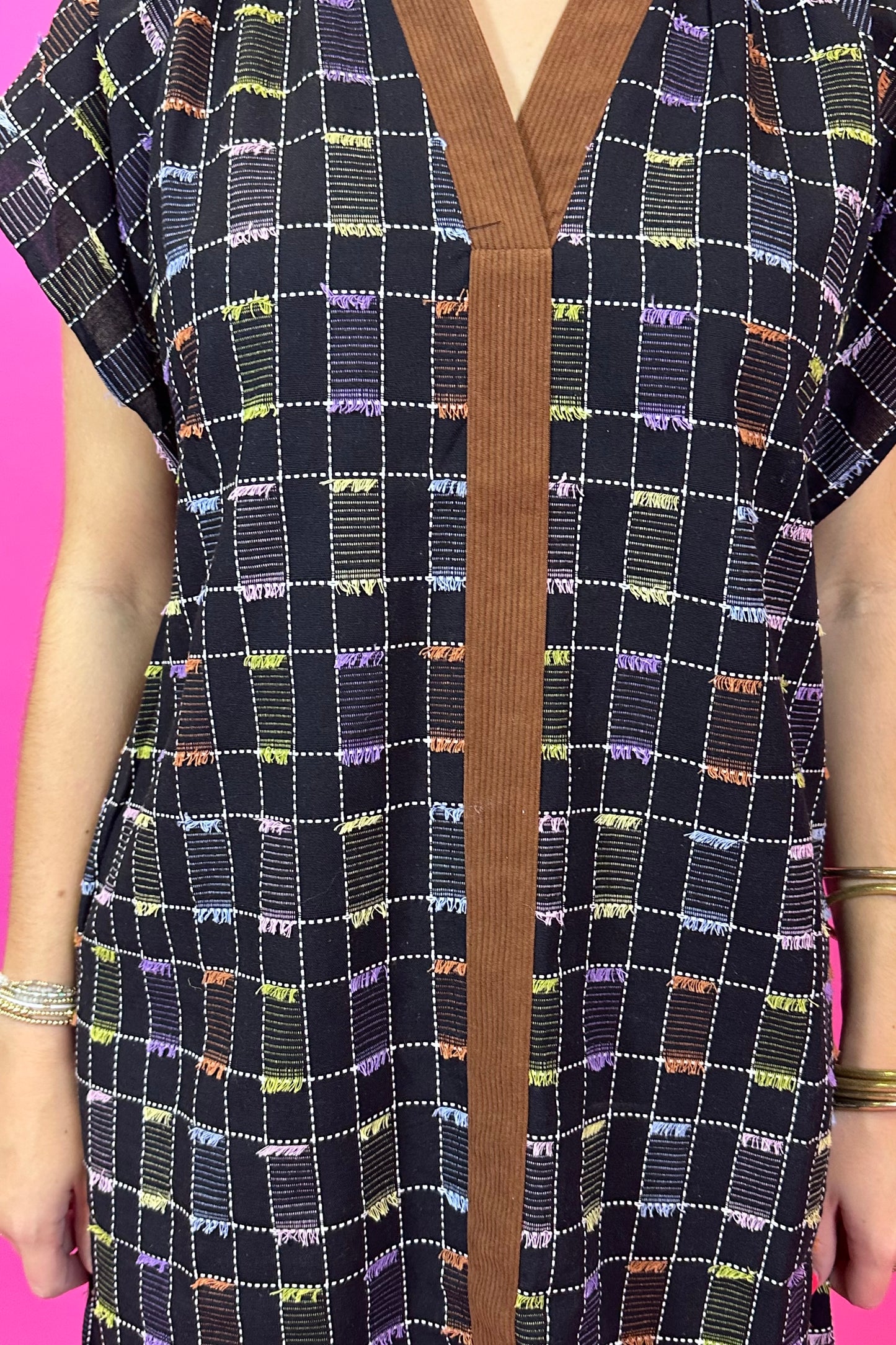 Corduroy Trim Dress