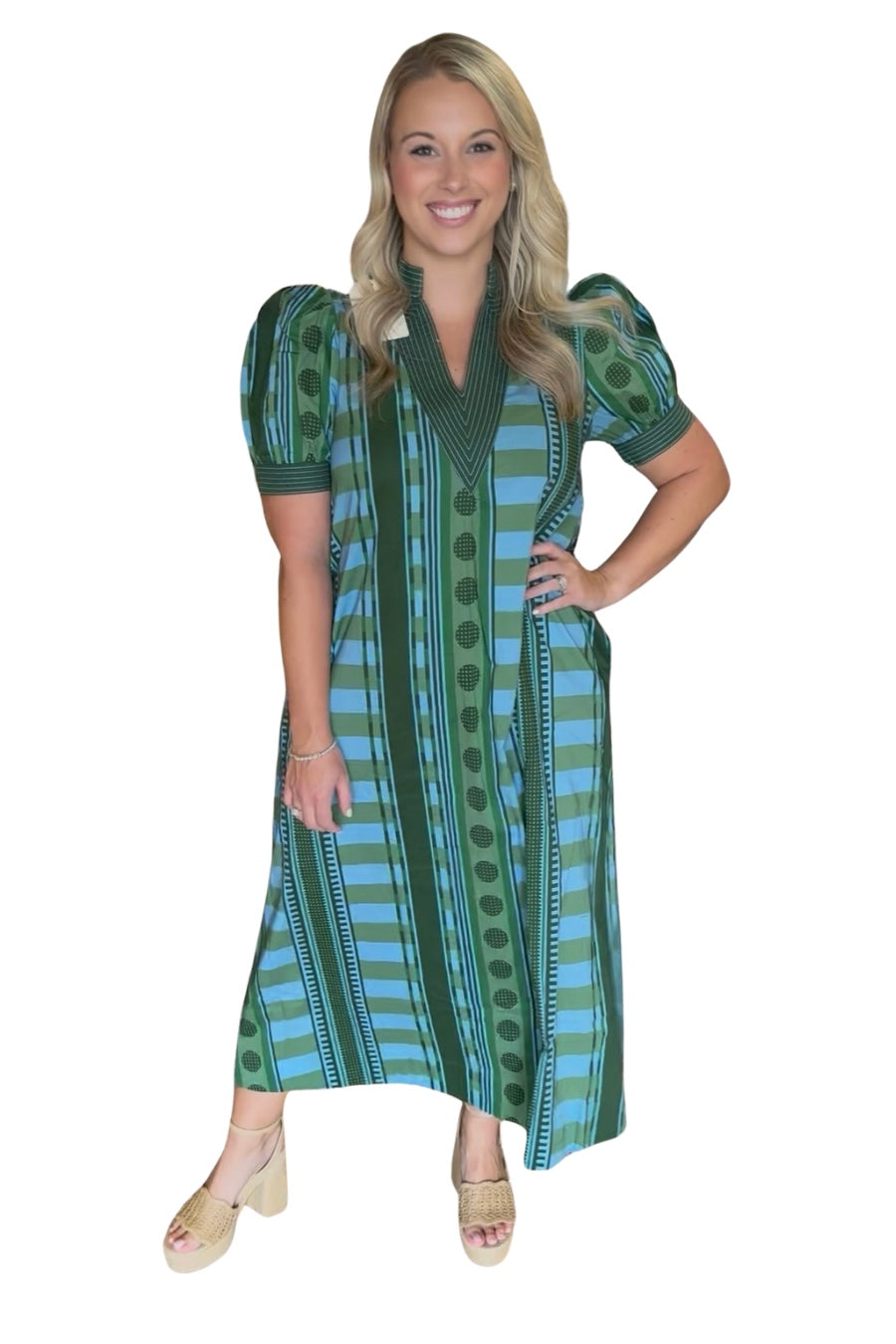 Emily Dot Midi- Green