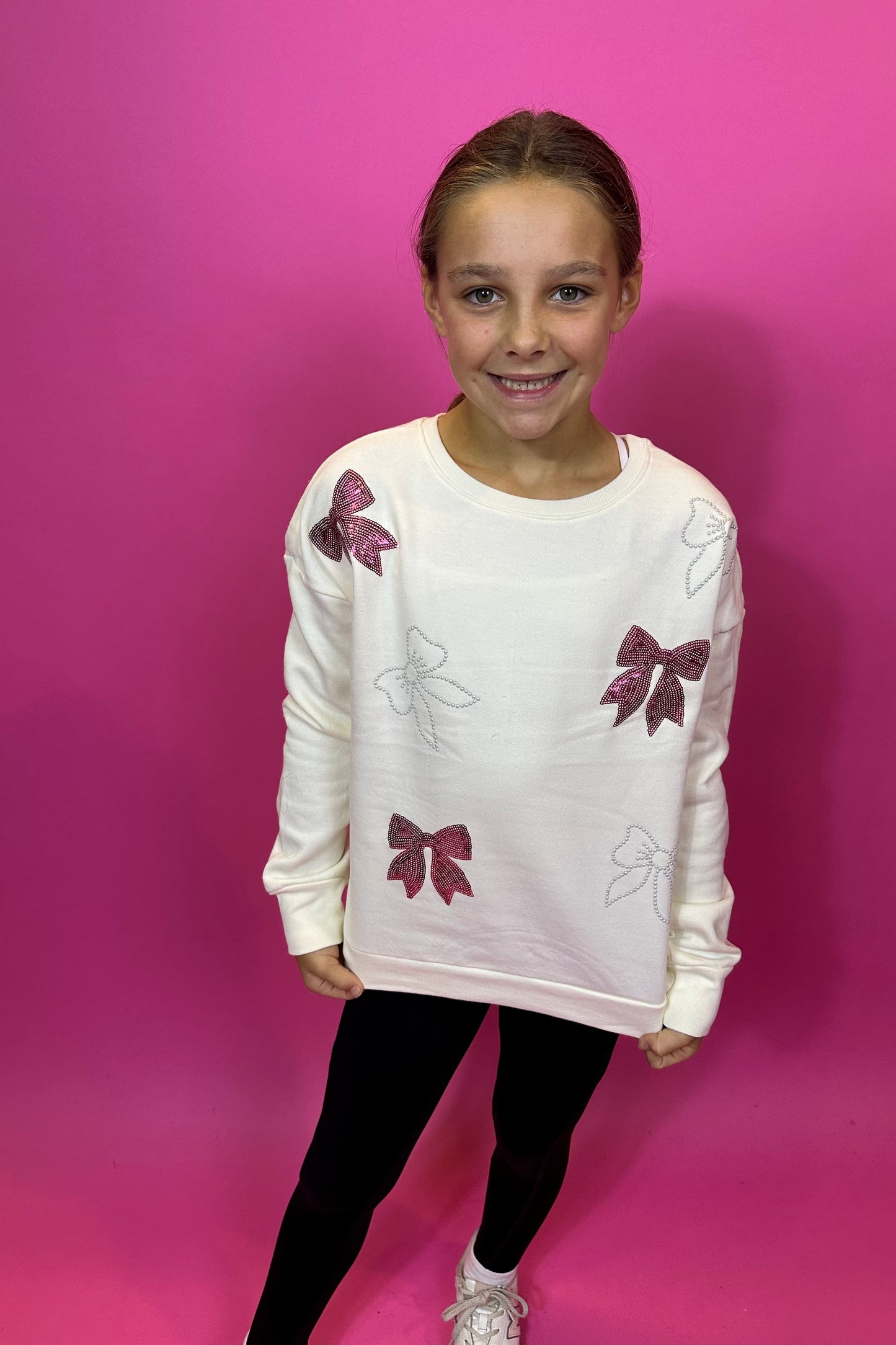 Sequin Bow Girls Sweatshirt