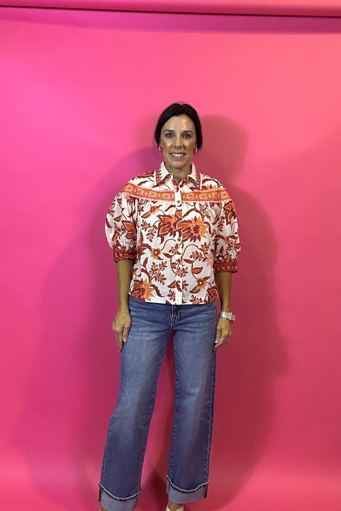 Rust Floral Top