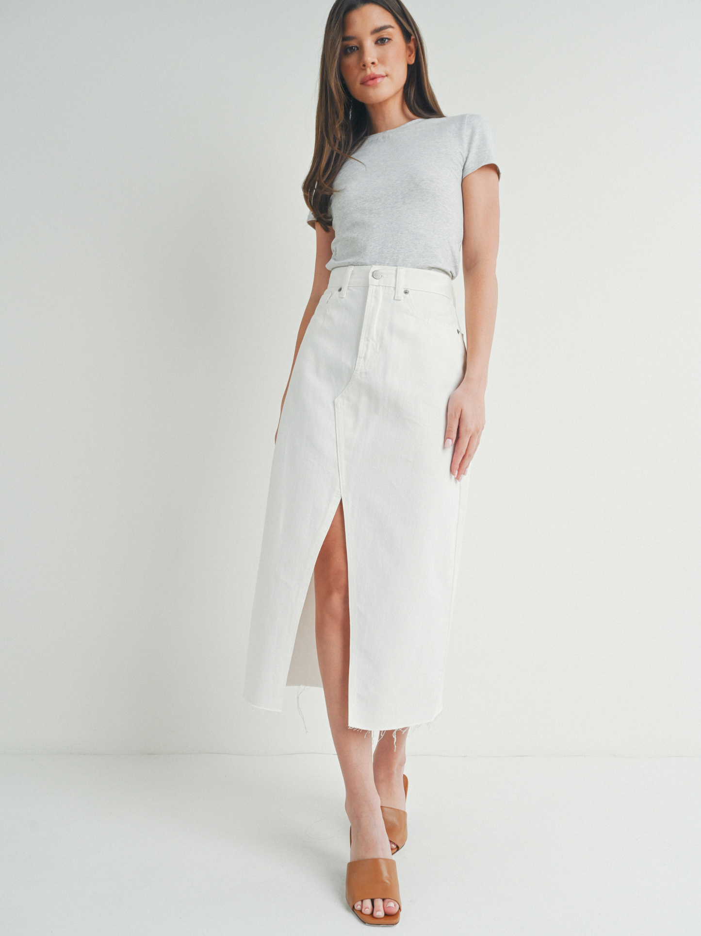 Open Slit Midi Skirt