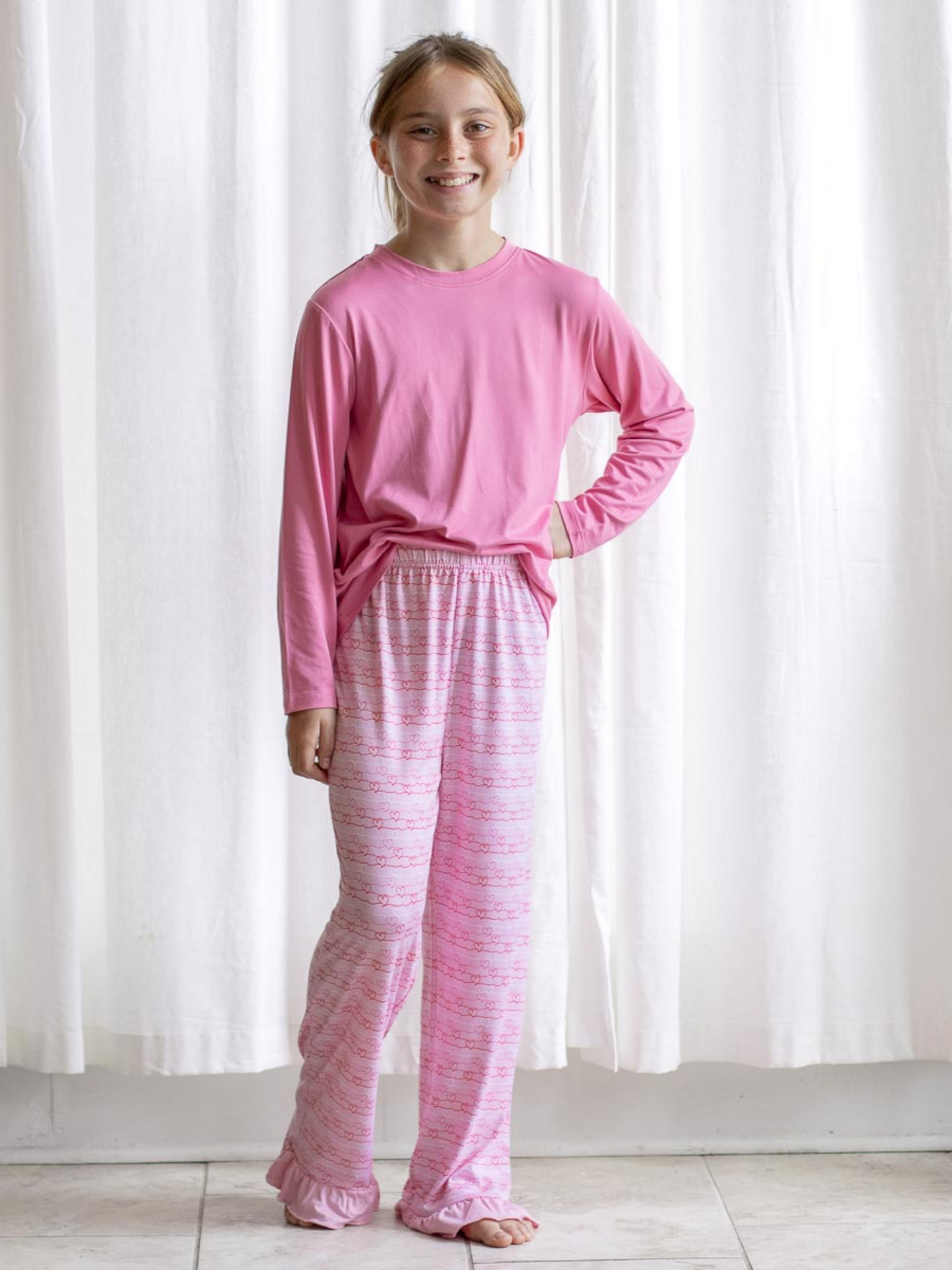 Girls Heart String Pajamas Set