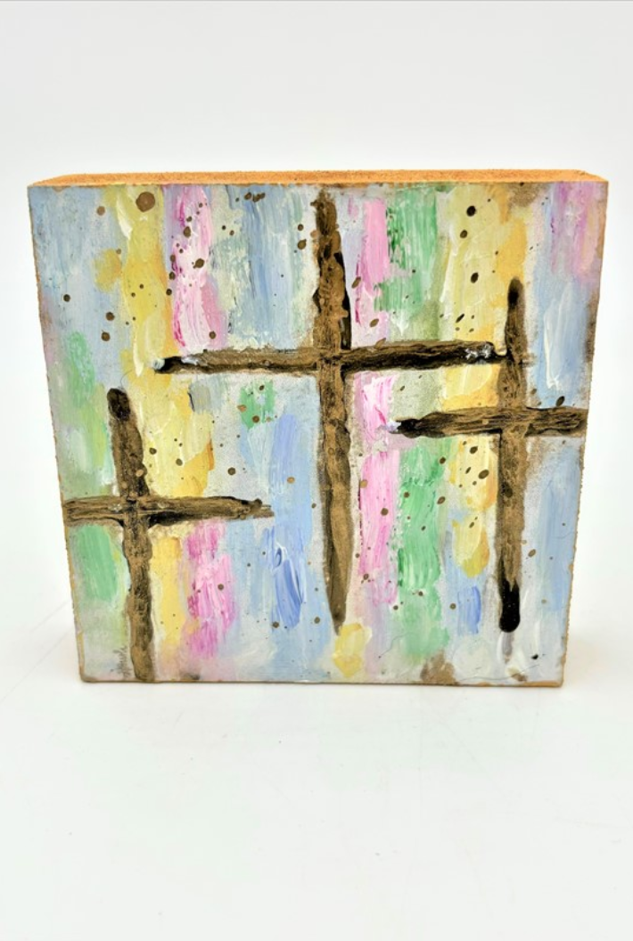 Handpainted Mdf Gold Cross Trio