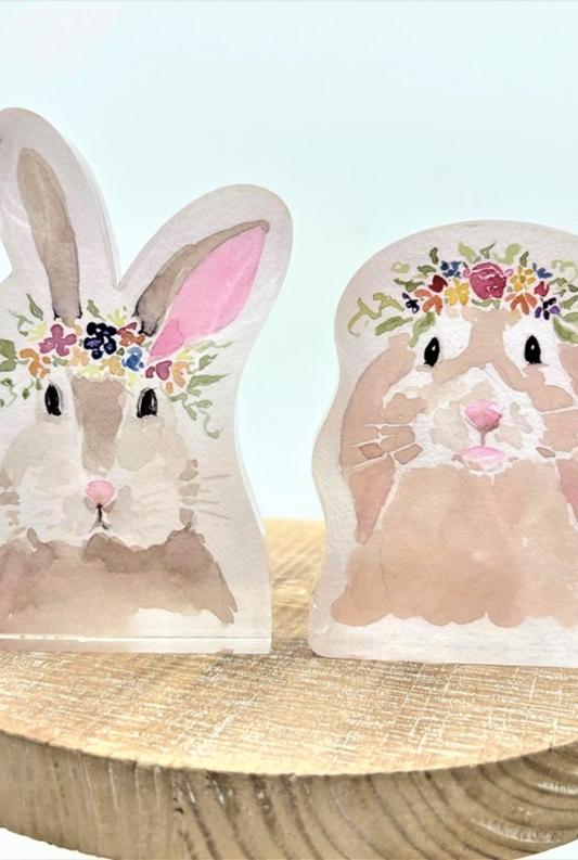 Cutout Acrylic Watercolor Rabbits