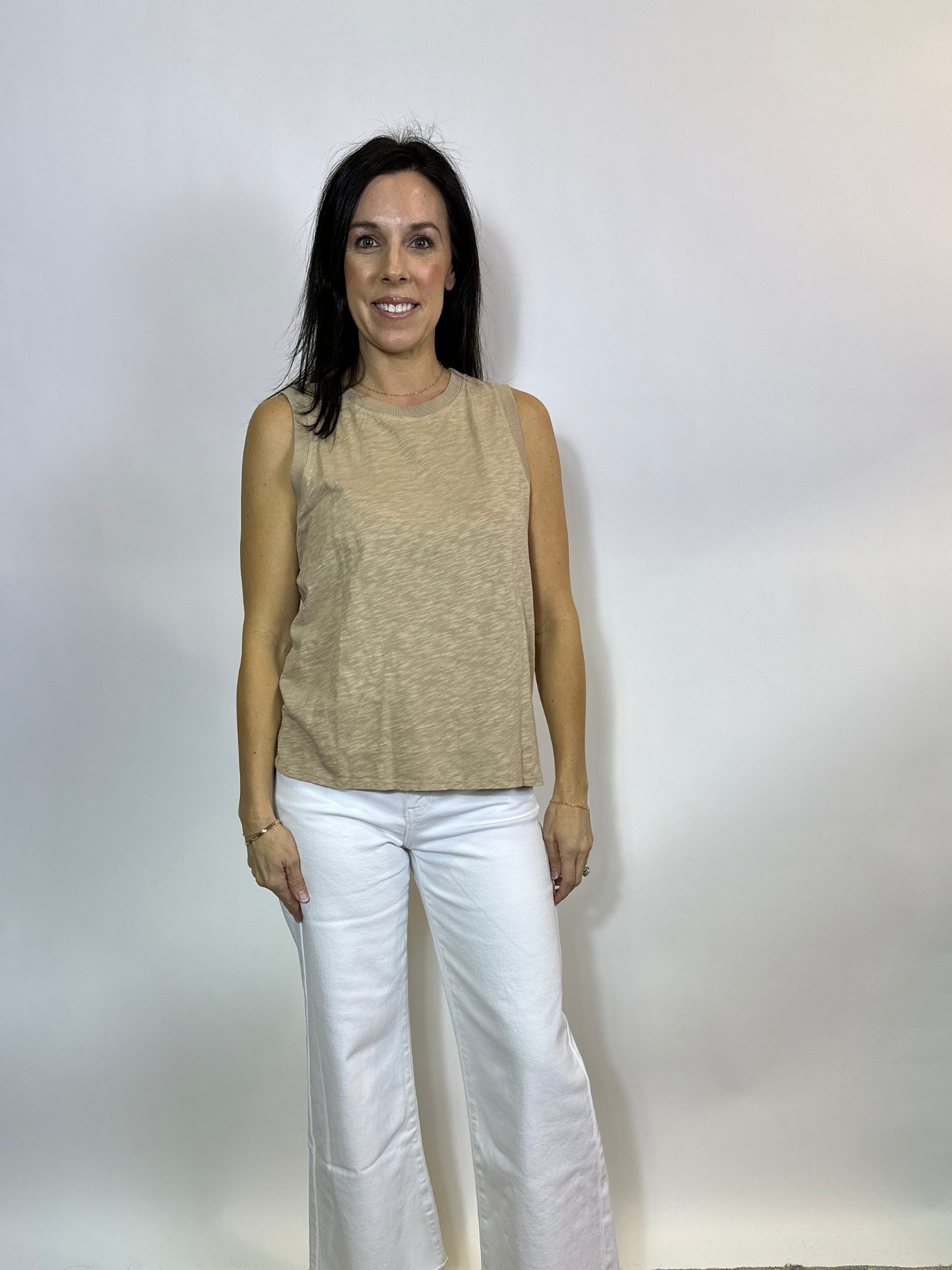 Scoop Neck Tank Top Raw Oats