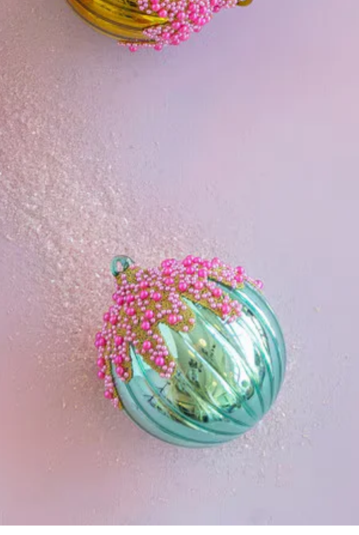 Fluted Pave Ball Ornaments