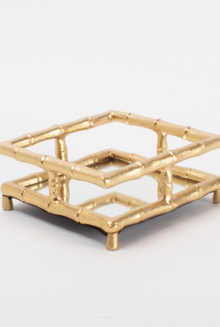 Gold Bamboo Cocktail Napkin Tray