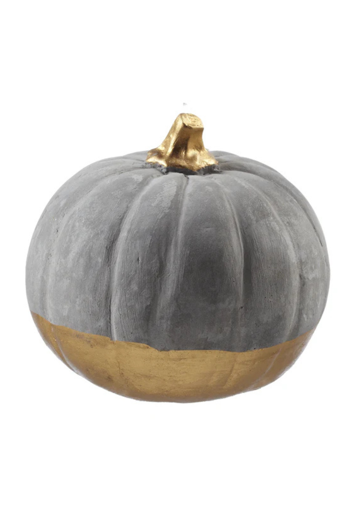 Gold Dipped Cement Pumpkin
