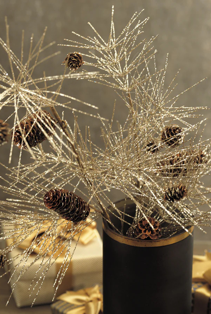 Champagne Spruce and Pinecone Pick