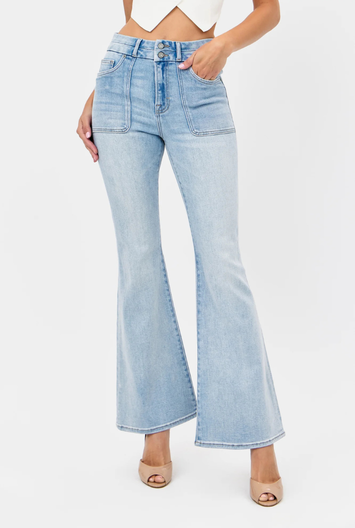 Happi High Rise Flare Double Button