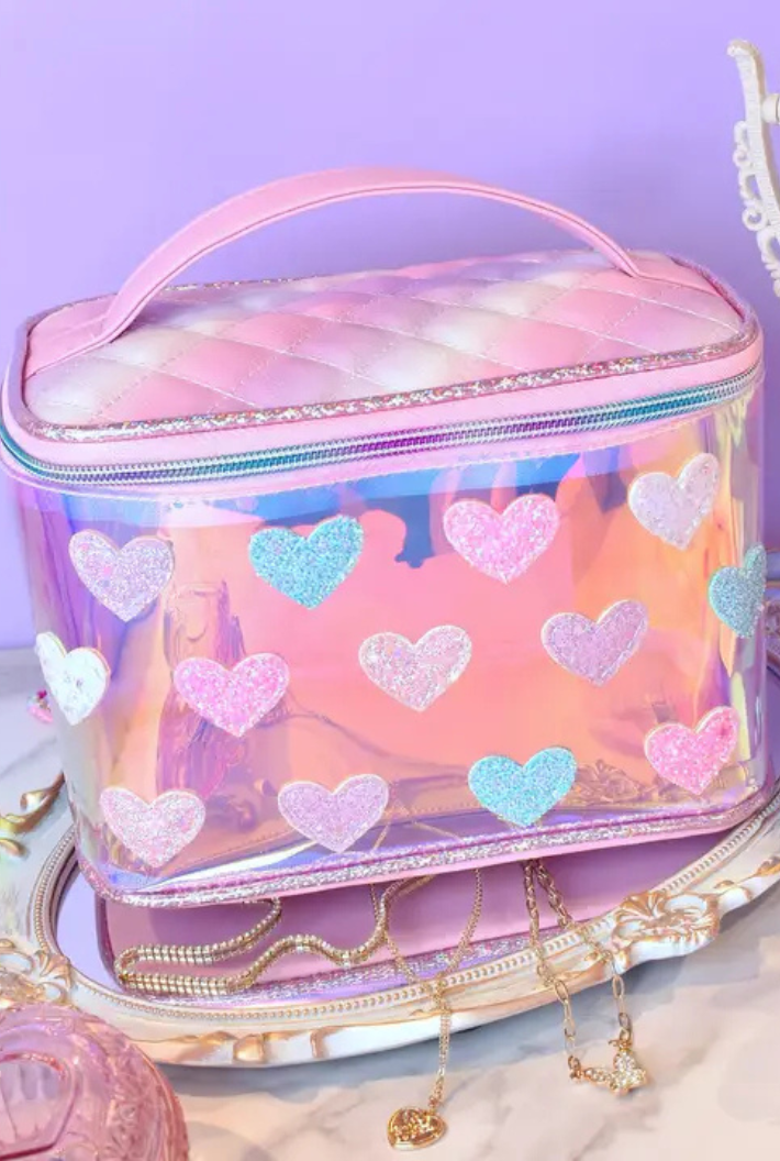Heart Clear Train Case