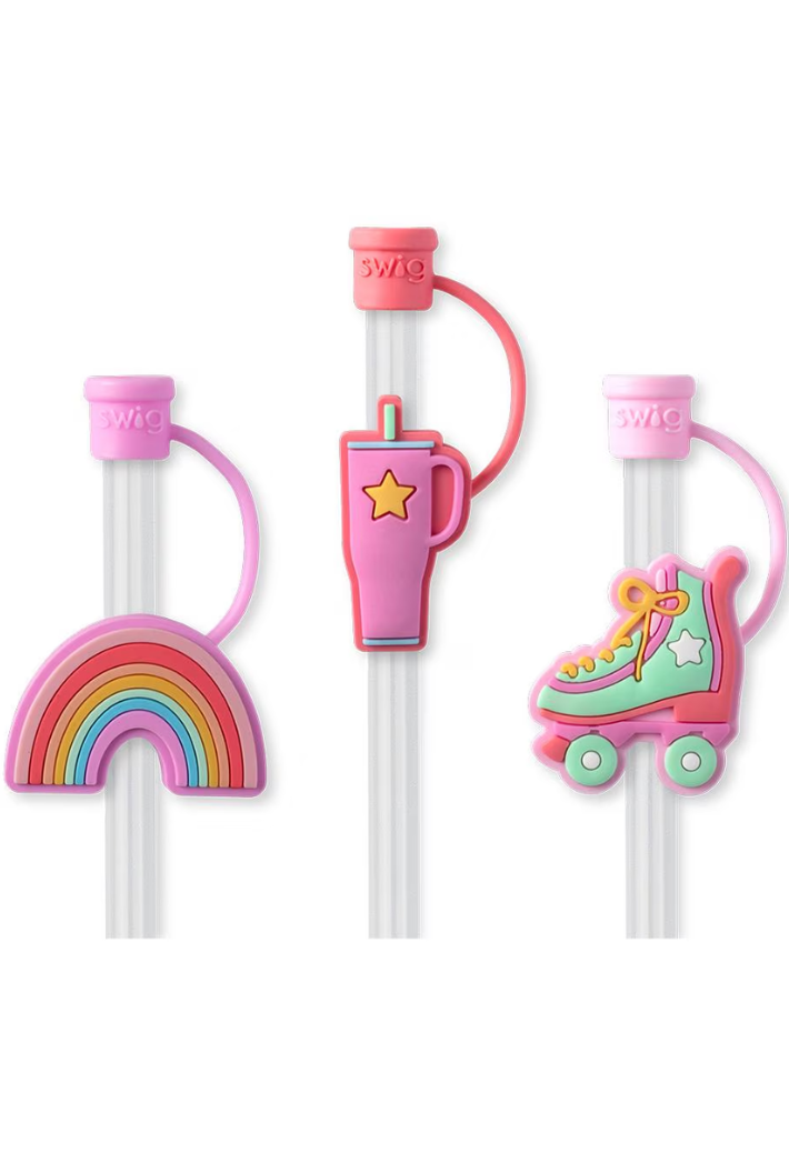 Roller Pink Straw Topper Set
