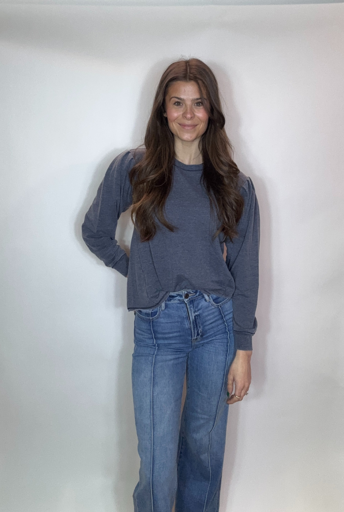 Pleated Sleeves Sweatshirt