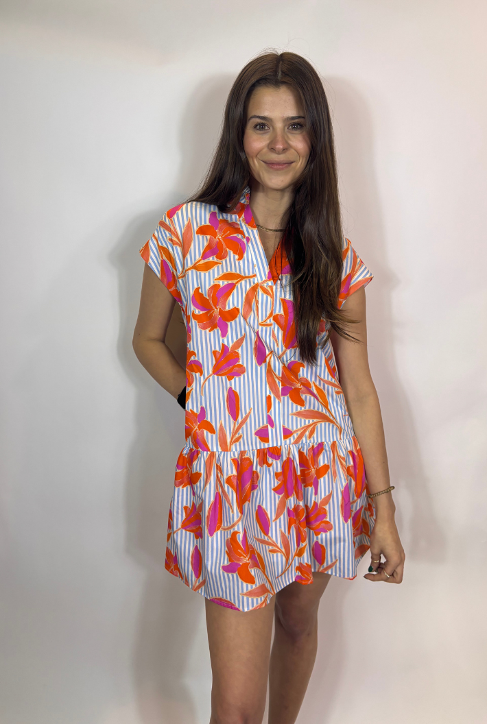 Striped Hawaii Calla Lily Dress