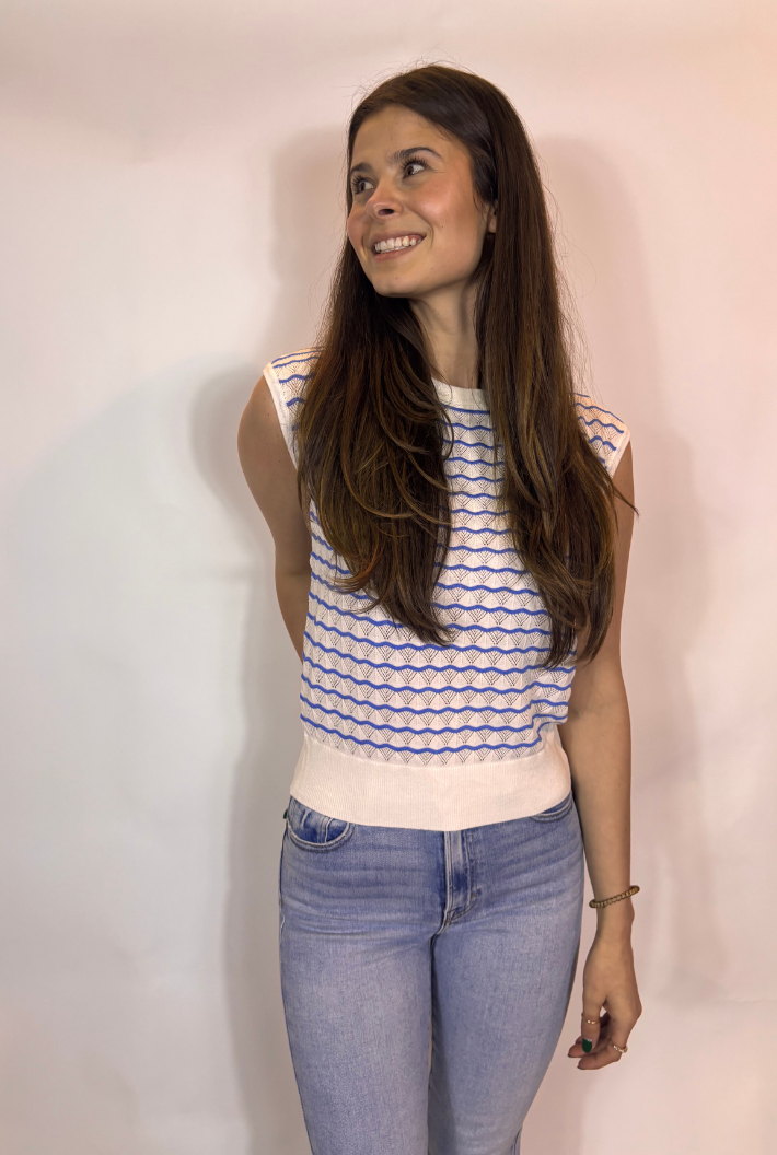 Stripe Polo Knit Top