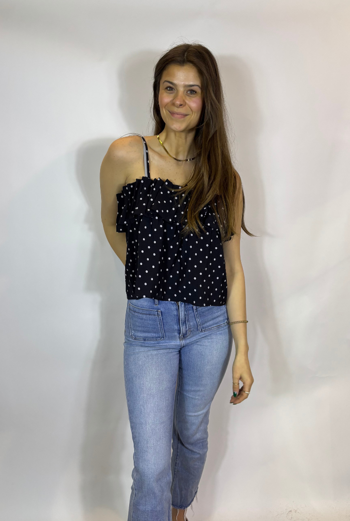 Black Polka String Top