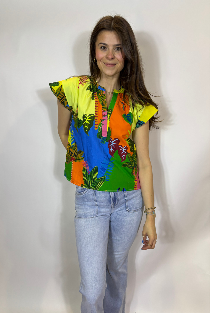 Joy Top- Tropical Patchwork