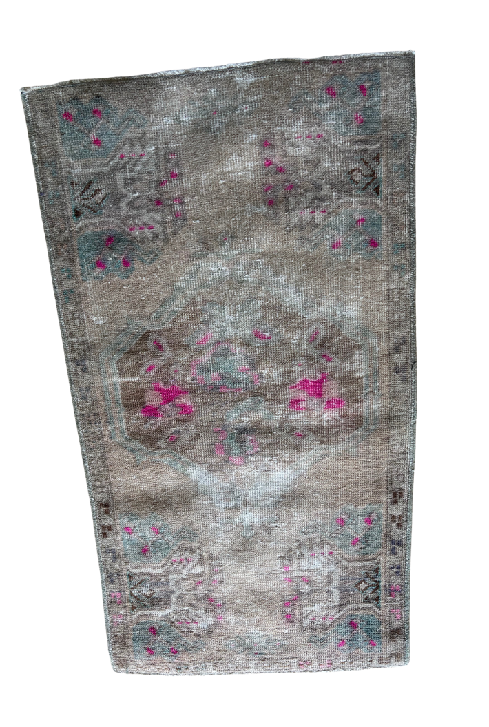 Turkish Mini Rug 2x3- Pinks& Blue