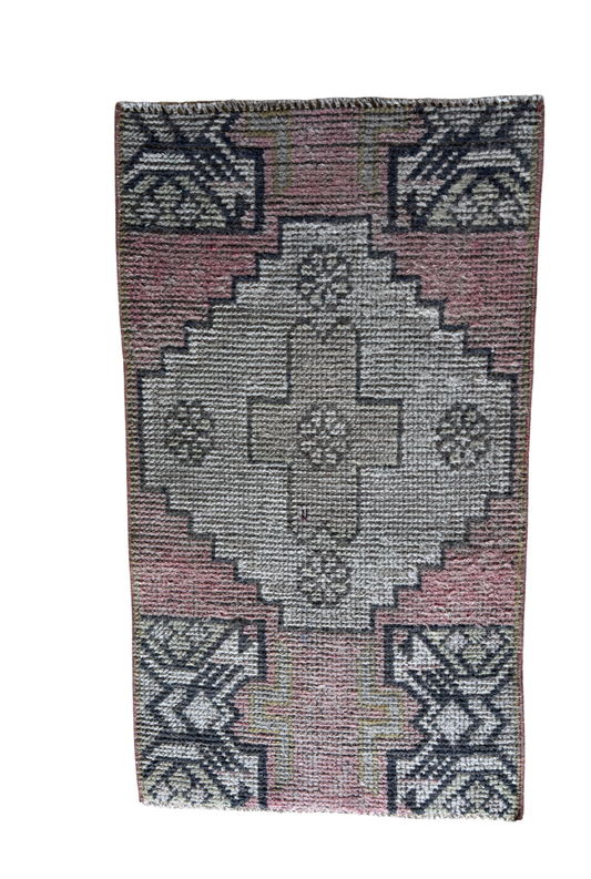 Turkish Mini Rug 2x3- Red & Cream
