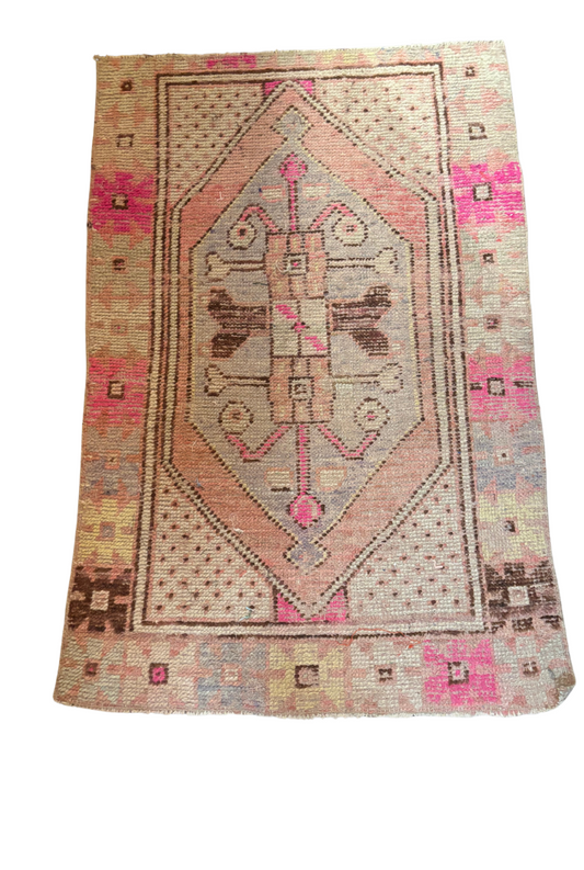 Turkish Rug 3x5- Pink Flower Boarder
