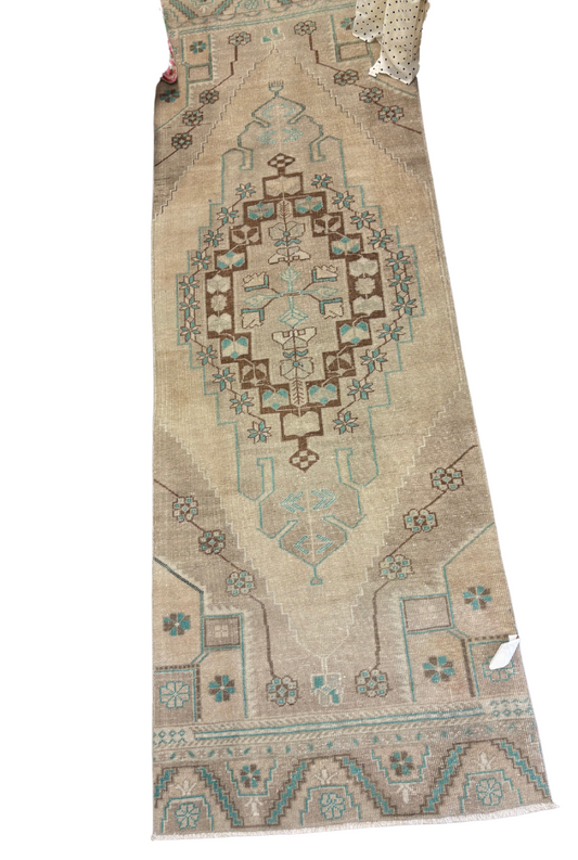 Turkish Runner 3x9 Cream & Blue