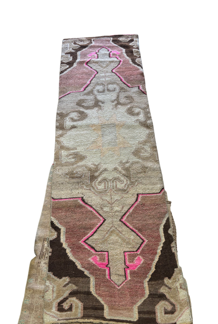 Turkish Runner 3x9 Brown & Pink