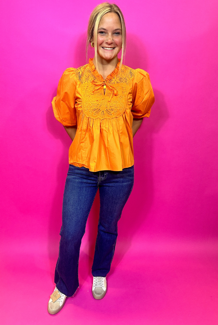 Orange Lace Top