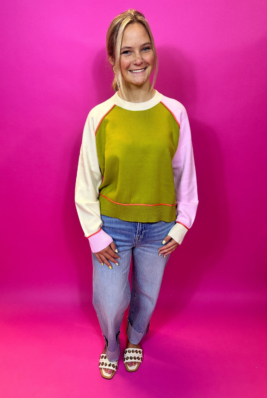 Colorblocked Sweater Olive