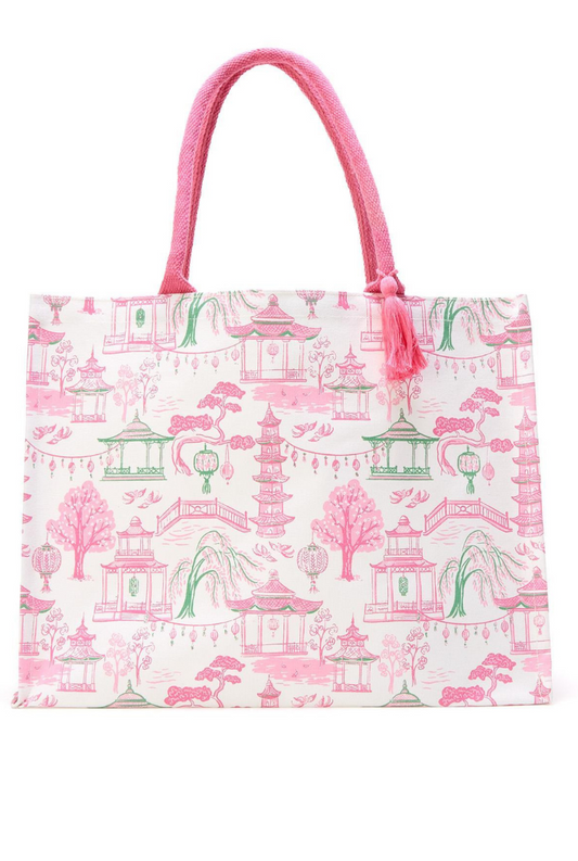 Mahjong Block Print Tote Bag