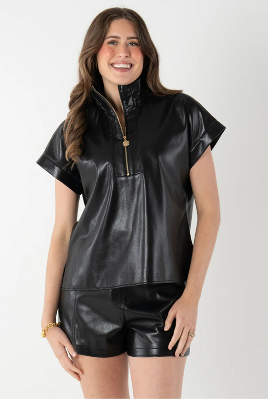 Poppy Pullover-Black Leather
