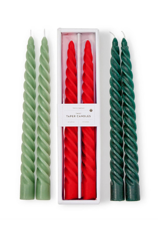 Twist Taper Candle Set Of 2 Assorted