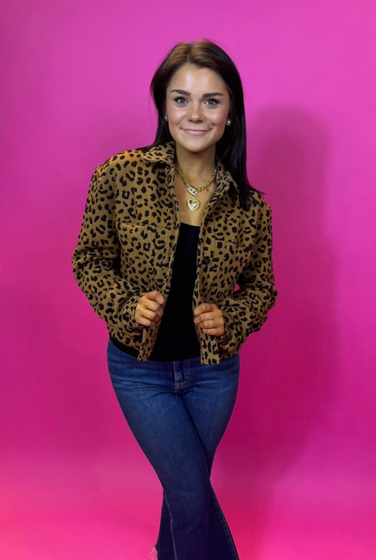 Cheetah Print Cropped Jacket