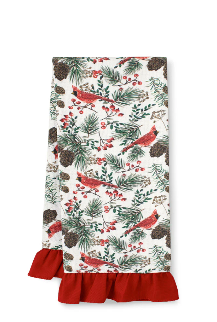 Winter Cardinals Tea Towel