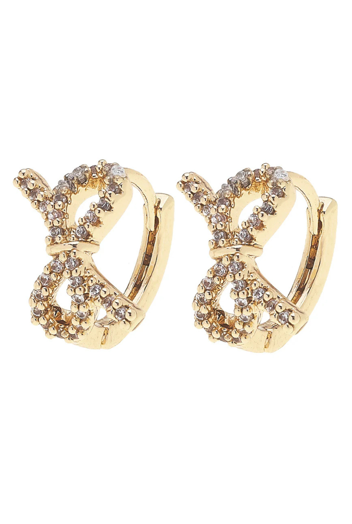 Collins Pave Bow Mini Hoop Earrings