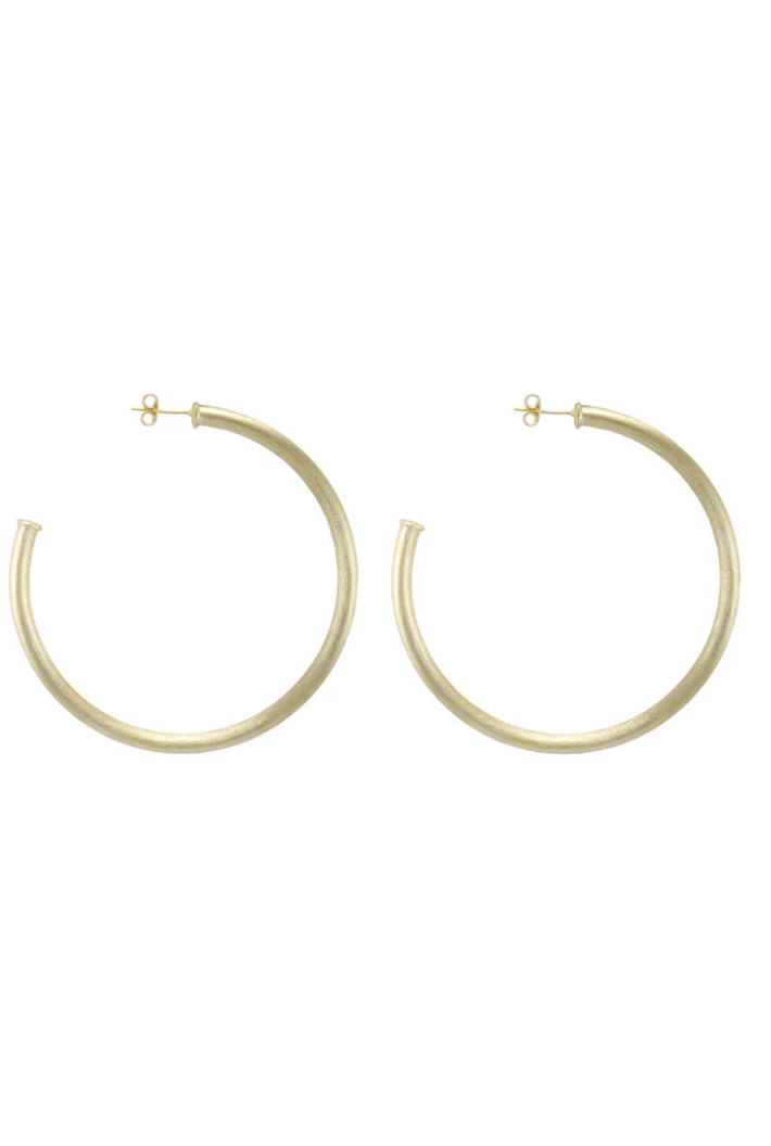 Everybody's Favorite Hoops - brushed 18k gold