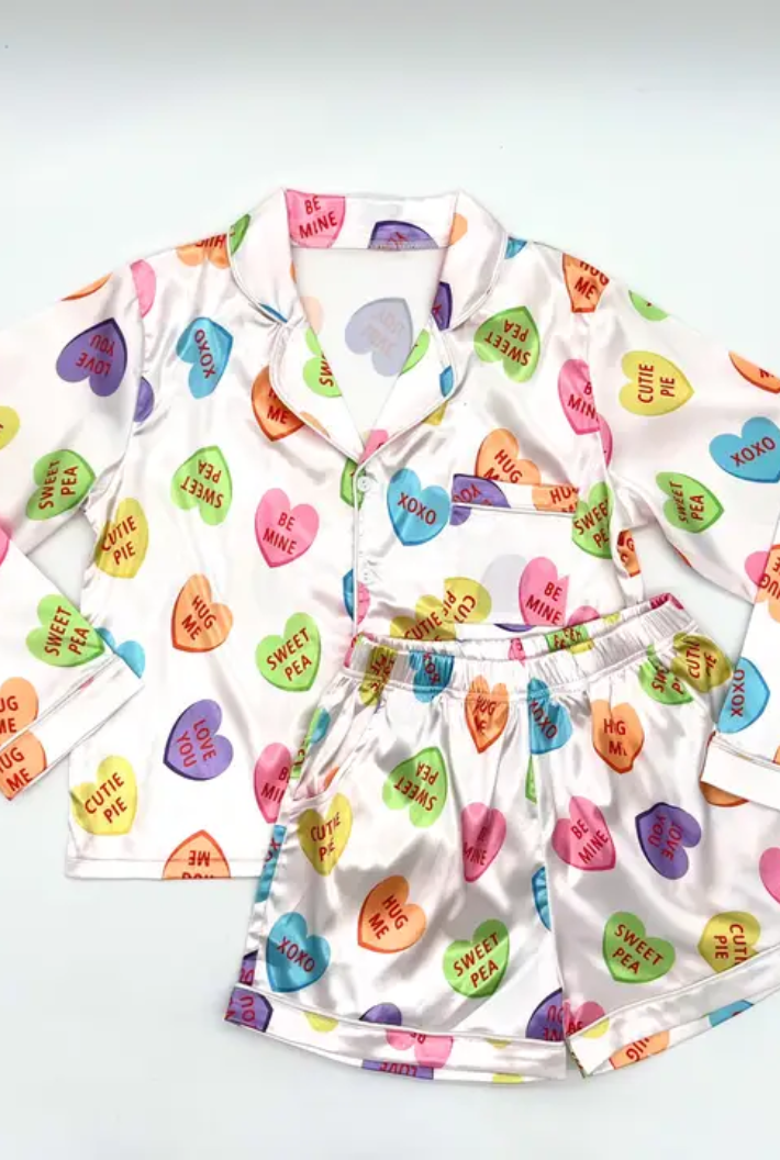 Love Hearts Silky Pj Set