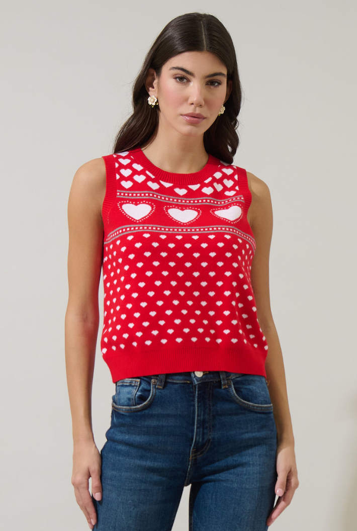Parisa Heart Sleeveless Sweater Vest