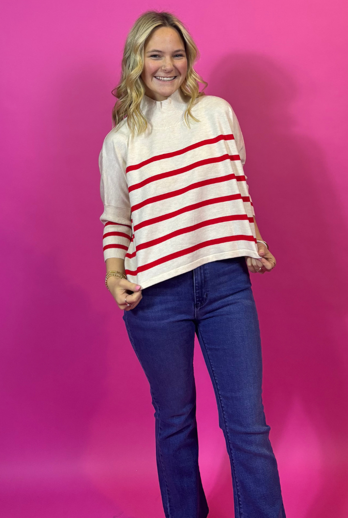 Aja Red/ White Stripe Top