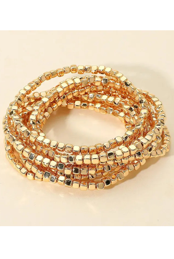 Metallic Beaded Stretch Bracelet