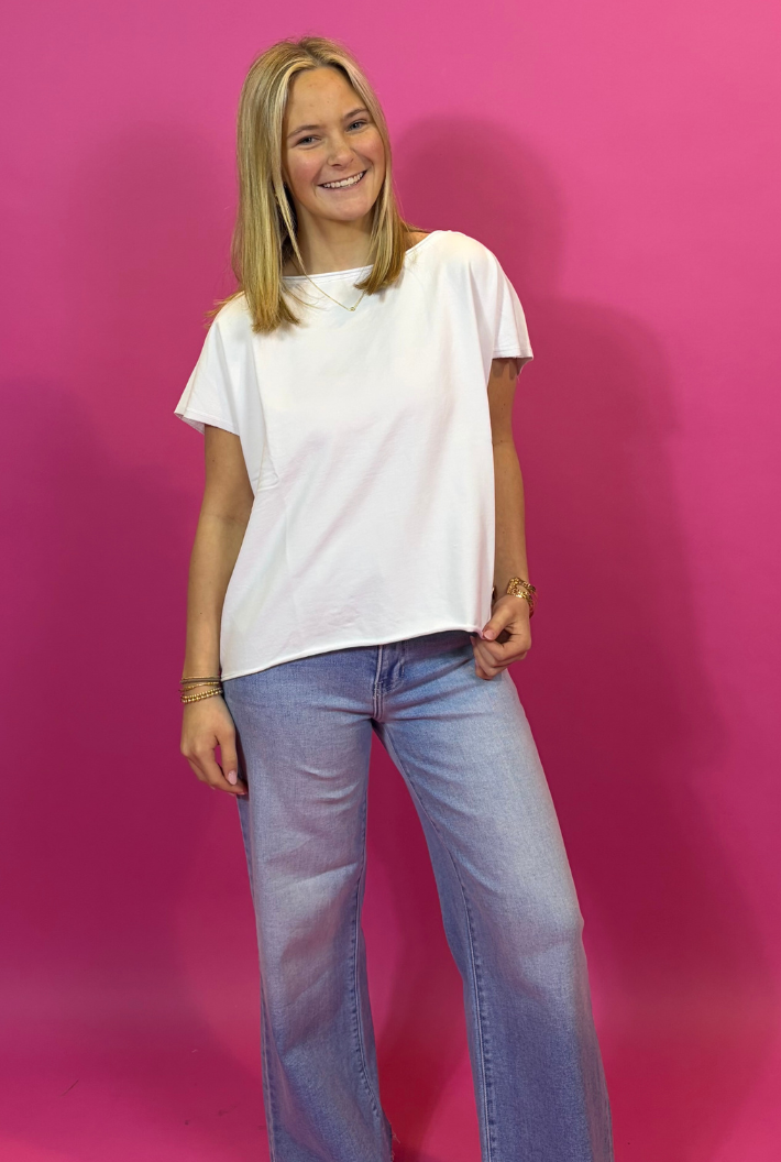 White Boatneck Top
