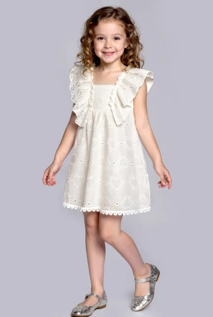 Empire Ruffle Eyelet Dress