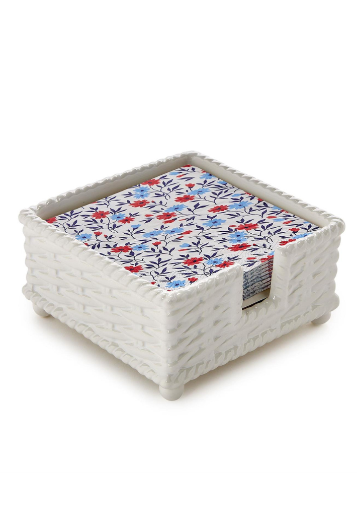 Red, White and Bloom Cocktail Napkins