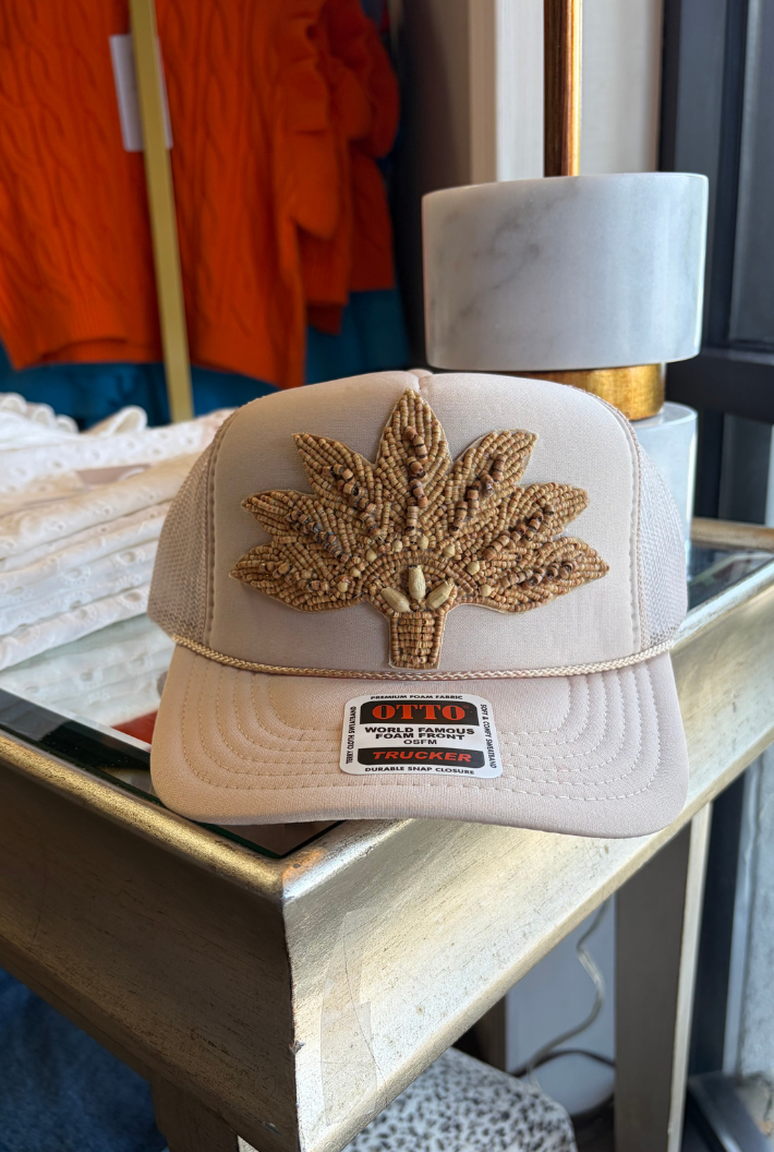 Palm Wooden Bead Trucker Hat