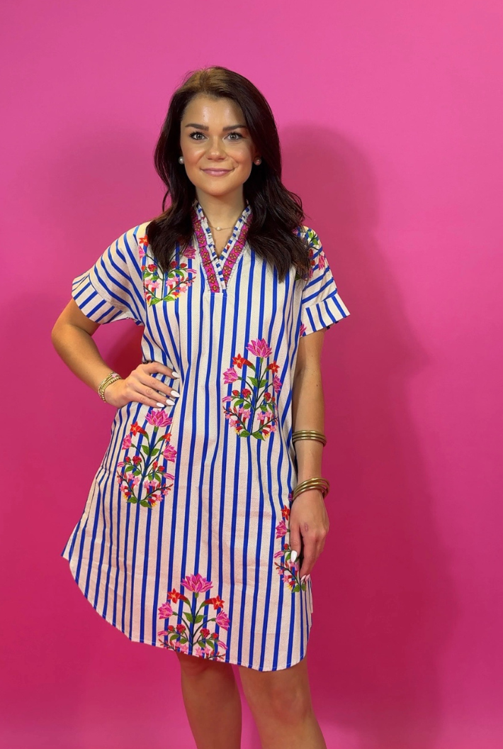 Alana Striped Garden Short Dress
