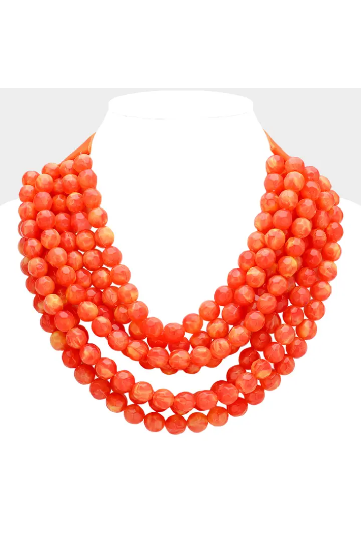 Faceted Marble Bead Necklace