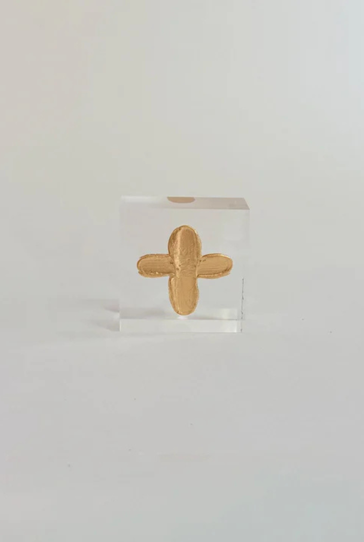 Single Gold Cross Acrylic 2x2