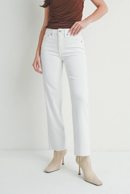 Hem Detail Straight Jeans