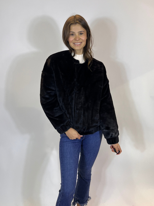 Black Shiny Fur Coat