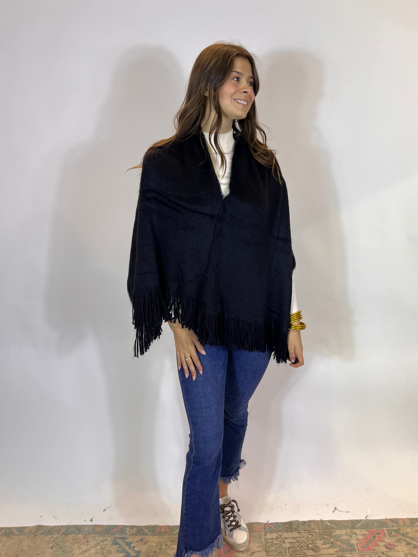 Knitted Fringe Poncho