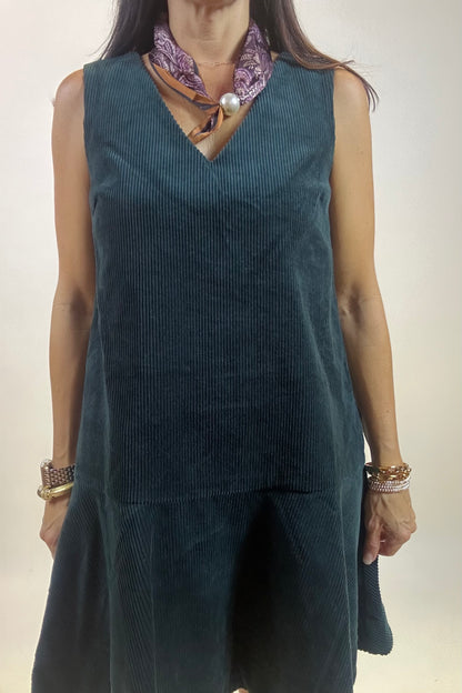 The Cords Dress - Peacock Green
